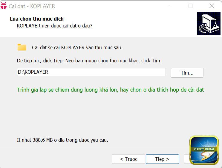 Chọn vị trí lưu KoPlayer