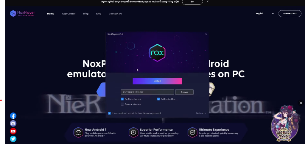Tiến hành cài đặt Nox Player trên thiết bị