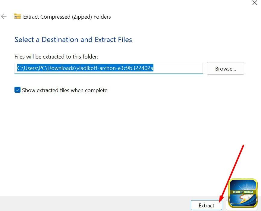 Nhấp vào phần “Extract” và giải nén thành công tải xuống ARChon